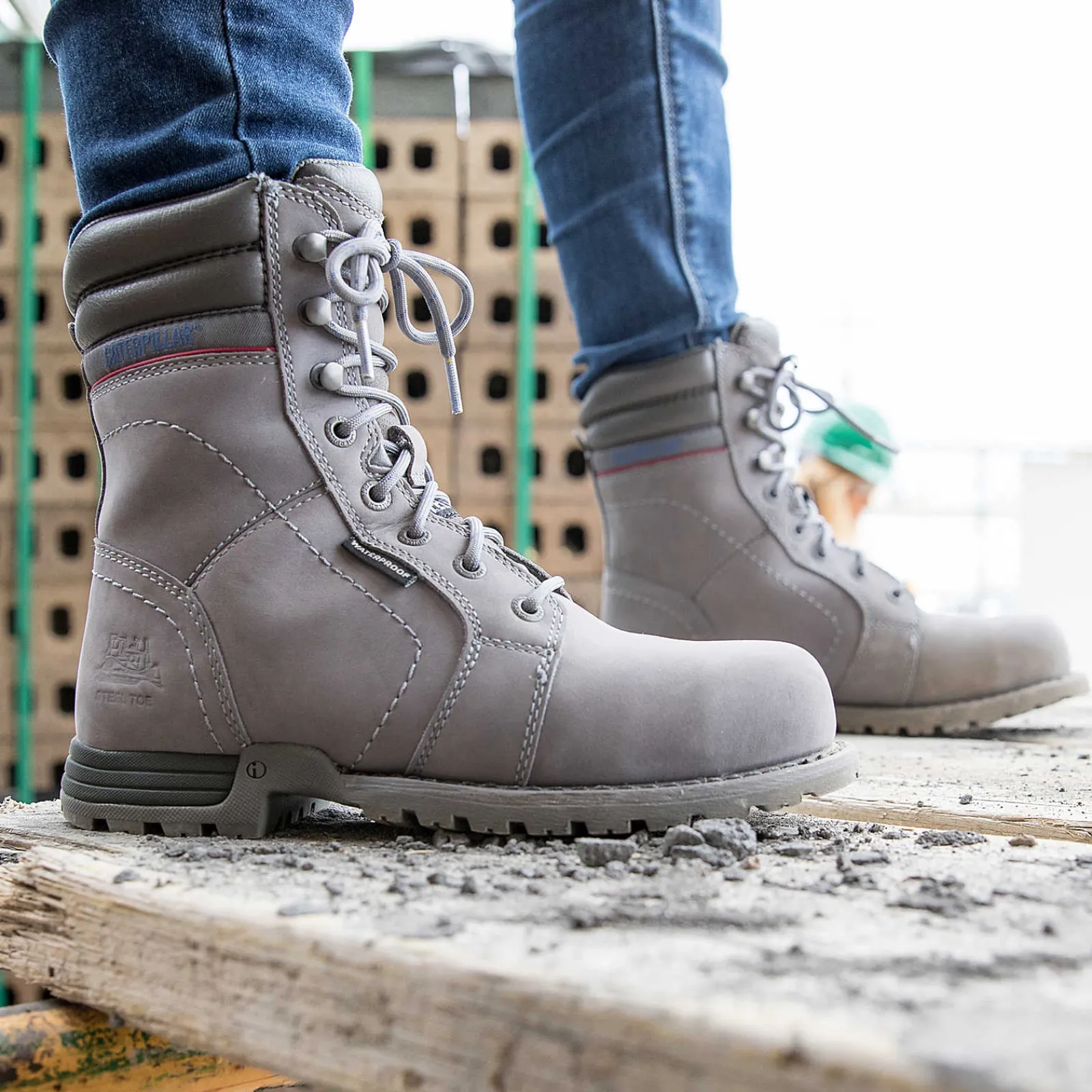 Women Cat Footwear Slip Resistant | Steel Toe*Echo Waterproof Steel Toe Work Boot