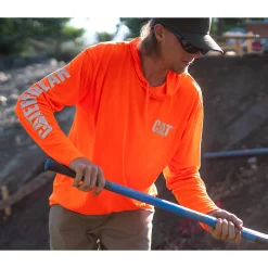 Cat Footwear Ppe | Tops & Outerwear*HiVis UPF Hooded Long Sleeve Tee